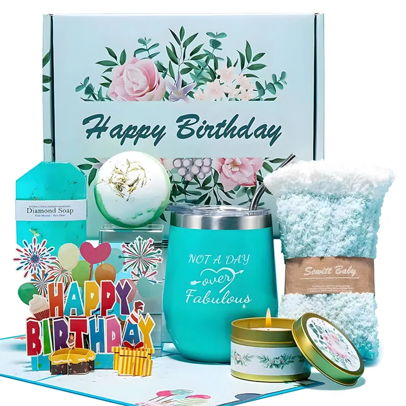 Set regalo vino unico Idea Bath rilassante Spa Candle Gift Basket per sua mamma amici femminili Set regalo di buon compleanno per le donne