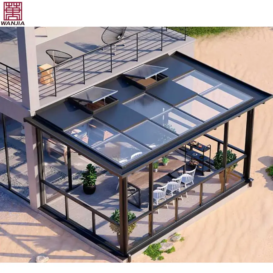 HISENG modern water proof aluminum frame glass villa veranda sunroom