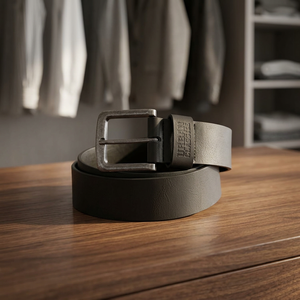 Ceinture en cuir véritable pour homme Urban Classics, boucle à ardillon noire unie, style décontracté, ceinture en cuir de vache durable - Product Image 4