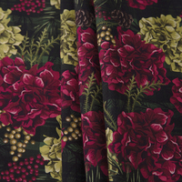 Tissu challis uni en rayonne 100% imprimé numérique vintage à gros motif de rose, faible MOQ personnalisé, pour robe femme