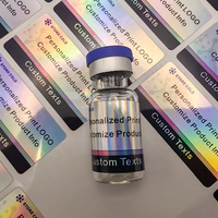 Autocollant découpé sur mesure en vinyle holographique imperméable pour flacon de peptide, étiquette imprimée OEM pour fournisseur
