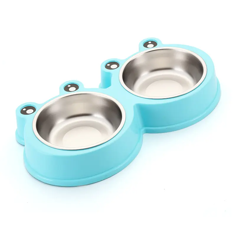 Double Bowl Pet Feeder Non-Slip Cat Transparent Bowls Pet Food Bowls for Cats and Small Dogs Pet Supplies