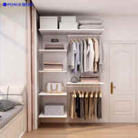 Armoire ouverte moderne de luxe personnalisée, étagère de rangement écologique, porte-vêtements en bois pour chambre, atelier, escalier