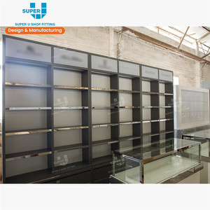 Super U Store ชั้นวางติดผนัง,โชว์รูมไม้แสดงผลิตภัณฑ์เฟอร์นิเจอร์หรูหราที่กำหนดเองขายปลีกชั้นวางของชั้นวางจอแสดงผล - Product Image 1
