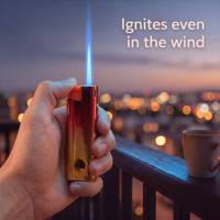Briquet à gaz butane avec boîtier métallique, torche coupe-vent, briquet à cigarettes