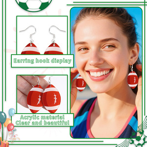 Boucles d'oreilles unisexe à thème sportif transfrontalier, motif <span class=keywords><strong>ballon</strong></span> de football et <span class=keywords><strong>rugby</strong></span>, pour jeux et décoration - Product Image 4