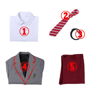 Elite School Storm Cosplay Uniform Gray <b>Red</b> Trim Suit Skirt Set For Role Play Stage Costume Cotton Blend <b>Material</b> - Product Image 4