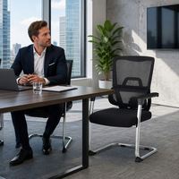 Chaise de réception ergonomique pour bureau, chaise de conférence en maille pour formation et réunion, avec support lombaire