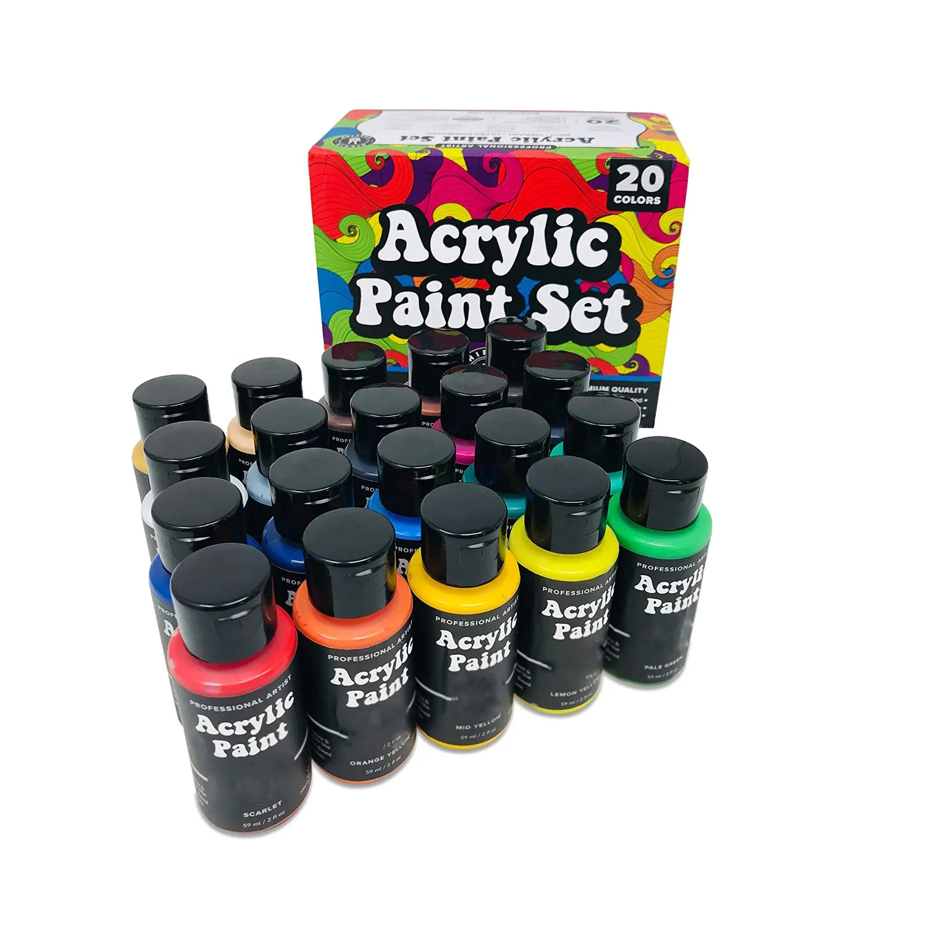 multi colours acrylic paint set for artist's acrylic paint 24 for painting