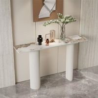 Table console de luxe haut de gamme style crème, table d'entrée accessible avec plateau en ardoise pour rangement de salon