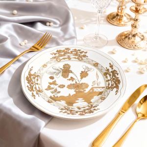 金花复古意大利风格装饰盘子陶瓷餐具豪华皇家餐具套装骨瓷 - Product Image 1