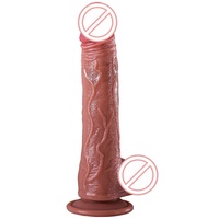 Dildo réaliste texturé marron, épaissi et agrandi pour l'orgasme masculin et féminin, jouet anal pour adultes - BJD-E017