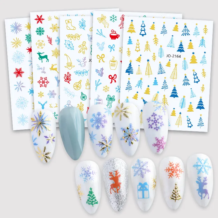Christmas Nail Sticker 3D Nail Art Charms Foils Xmas Trees Cute Cartoon Patterns Nail Supplies Sticker Snowflake