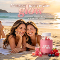Gommes à la biotine pour une peau éclatante et des ongles forts, sans OGM, sans gluten, 60 gommes à mâcher pour une routine quotidienne de beauté et de bien-être