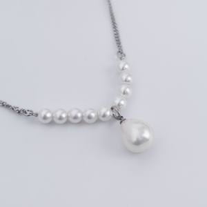 Collier long classique de mariée avec perles et breloques d'amour, plaqué argent, style vintage, pour filles - Product Image 2