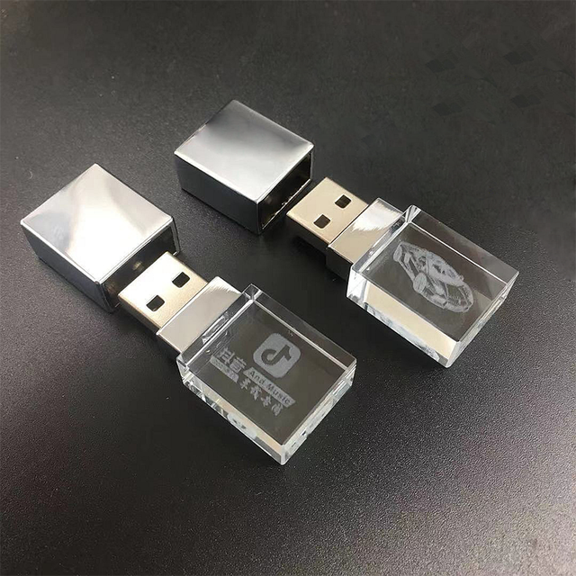 New Crystal Transparent Rectangle USB Flash Memory Drive Glass Flash Pen Drive