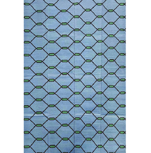 Tapis en coton tissé à la main de couleur unie contemporain, lignes audacieuses, formes modernes, design moderne, antidérapant, résistant aux taches, antibactérien, réversible - Product Image 1
