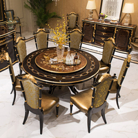 Ensembles de salle à manger de luxe de haute qualité, meubles antiques classiques, tables rondes en bois pour 8 personnes
