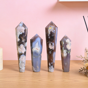 Cristal spirituel poli en gros, pointe de cristal artisanale, agate fleur de cerisier, sceptre pour la décoration intérieure - Product Image 3