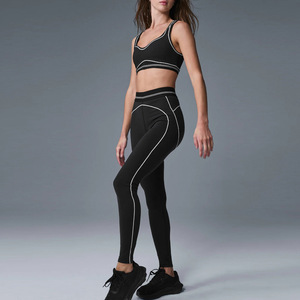 Nouveau costume de sport de yoga à séchage rapide évacuant l'humidité pantalon de soutien-gorge noir et blanc Fitness Running Sportswear Leggings - Product Image 1
