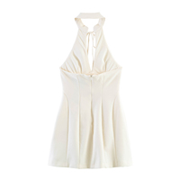 Robes mini décontractées d'été pour femmes, 2 coloris, design ajouré, plissées, à lacets, couleur unie, style tendance