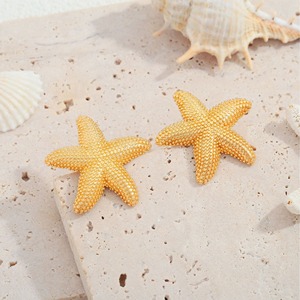 Pendientes de tuerca de estrella de mar chapados en oro de 18 quilates de acero inoxidable 2025, nuevo diseño de verano, pendientes de playa a la moda para regalos - Product Image 5