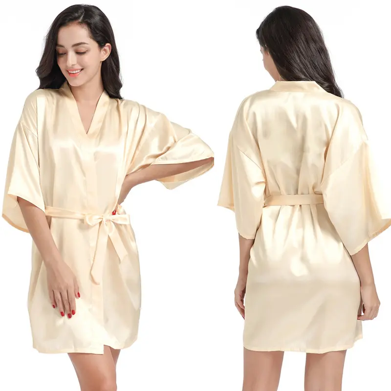 Vestido de noche de seda para mujer, ropa de dormir de lujo, sexy, kimono satinado, 100%