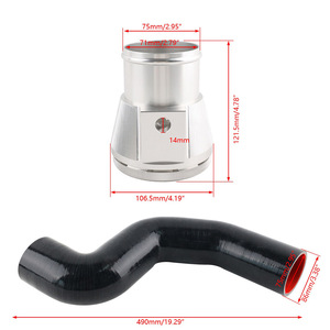 มูโซ-เรซซิ่งชุดท่ออลูมิเนียมอินเตอร์คูลเลอร์ 6.7L สำหรับฟอร์ด F250 F350 11-16 ท่อสีดำพร้อมขั้วต่อสีเงิน - Product Image 2