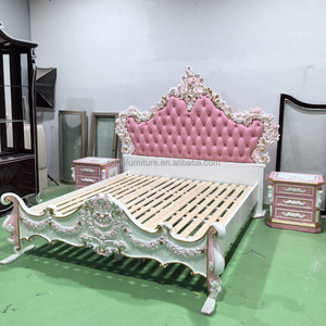 Stile europeo mobili camera da <span class=keywords><strong>letto</strong></span> in legno massello disegnato a mano francese intaglio rosa rosa intaglio principessa <span class=keywords><strong>letto</strong></span> - Product Image 4