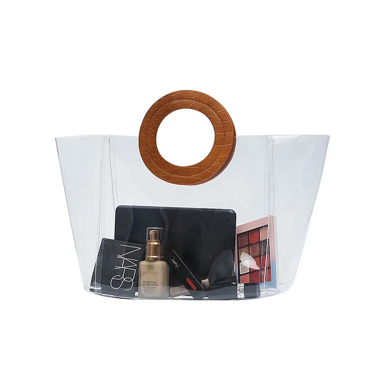 ファッション夏の女性のハンドバッグプラスチックPVCビーチバッグデザイナーレディトートハンドバッグクリア透明ハンドバッグ