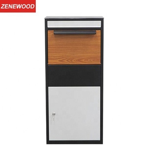 Zenewood Galvanized Steel Huge Outdoor Standing Parcel Delivery Drop Parcel Box With Wood Design /WPB026