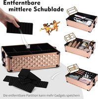 Grand chariot cosmétique 3-en-1 trousse de maquillage avec roulettes trousse à ongles de beauté mallette de coiffure or Rose