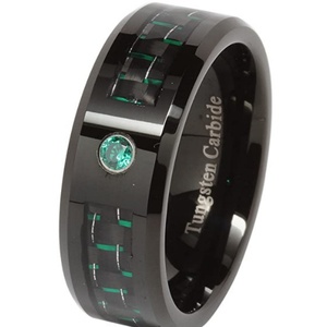 European and American Half <b>Ring</b> Inlaid Carbon Fiber <b>Ring</b> Blue Zircon Unisex <b>Ring</b> Popular Accessory Custom Wholesale - Product Image 4