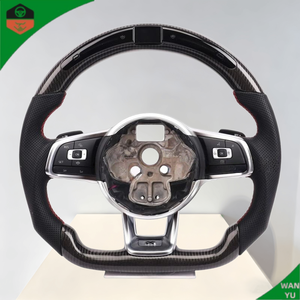 Volante Personalizado de Fibra de Carbono y Cuero con LED para VW Volkswagen <span class=keywords><strong>Golf</strong></span> 5 Mk5 GTI <span class=keywords><strong>TSI</strong></span> Passat, Mejora del Interior del Automóvil - Product Image 4