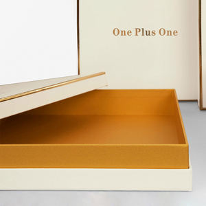Benutzer definiertes Logo Starre weiße Schal Geschenk <span class=keywords><strong>box</strong></span> Gold Kanten <span class=keywords><strong>2</strong></span> Stück Abnehmbare Deckel Basis Karton Verpackung Matt Laminierung Prägung - Product Image 3