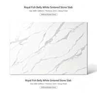 Dalle de pierre frittée grand format effet ventre de poisson blanc brillant, panneau de marbre artificiel pour la décoration de projets hôteliers et commerciaux