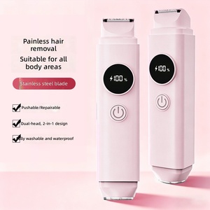 Depiladora Eléctrica 2 en 1, Recortadora <span class=keywords><strong>de</strong></span> Bikini Sin Dolor para Mujer, Depilación <span class=keywords><strong>de</strong></span> Piernas, Brazos, Cuerpo y Rostro, Maquinilla <span class=keywords><strong>de</strong></span> Afeitar Portátil para Viajes y Ducha - Product Image 3