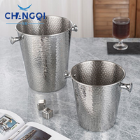 Seau à glace de luxe en acier inoxydable martelé or et argent pour vin, champagne, whisky, fêtes et refroidisseurs de bière