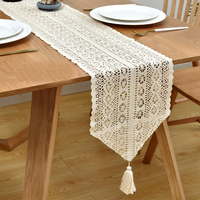 Chemin de table vintage rustique blanc en polyester, motif végétal brodé simple, durable, décorations de table à manger de style campagnard