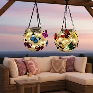 Lanterne <span class=keywords><strong>solaire</strong></span> extérieure en forme de papillon, <span class=keywords><strong>lampe</strong></span> <span class=keywords><strong>LED</strong></span> alimentée par énergie <span class=keywords><strong>solaire</strong></span>, pour jardin, balcon, cour, patio, clôture, allée, porche, décorative - Product Image 4