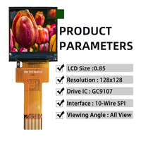 TONWELL Module d'affichage LCD TFT carré de 0.85 pouces GC9107 Driver IC Surface Mount for Onboard Instrument Device Résolution 128x128