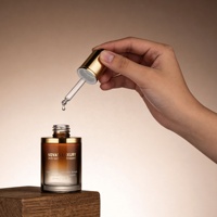 Flacons compte-gouttes haut de gamme 30 ml 50 ml en verre ambré dégradé pour parfum, huile et sérum avec compte-gouttes à bouton poussoir doré