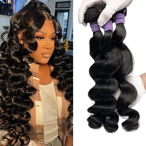 15A Grade Loose Wave Wholesale Virgin Weaves Bundles Peruvian And Brazilian Raw Indian Human Hair Bundles