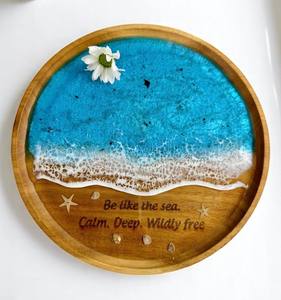 Plateau en résine de forme personnalisée et en bois massif Design élégant pour service à l'hôtel, à la maison ou au restaurant - Product Image 4