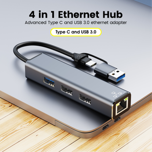 Bộ Chuyển Đổi USB Sang <span class=keywords><strong>RJ45</strong></span> <span class=keywords><strong>Ethernet</strong></span> Bộ Chia USB OTG USB 3.0 <span class=keywords><strong>Hub</strong></span> <span class=keywords><strong>4</strong></span> Trong 1 Type C Cho Macbook Dell Laptop - Product Image 2