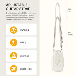 カスタムロゴ入りウォーキングランニングRFIDブロッキングナイロンキルティングクロスボディウォーターボトルスリングバッグ（ギターストラップ付き） - Product Image 6