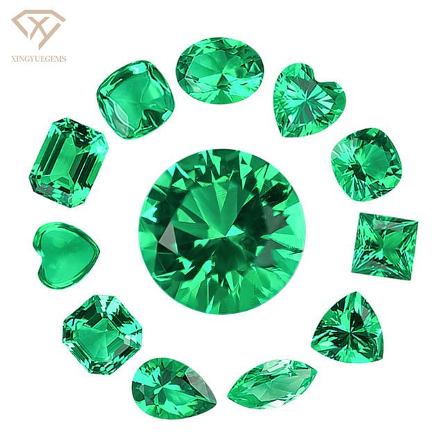 Wholesale Prices Per Carat 1.5-14mm Synthetic Hydrothermal Lab Created Grown Gemstones Loose Green Colombian Emerald Stone