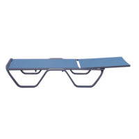 Chaise longue moderne réglable avec dossier, cadre en aluminium noir, tissu Teslin bleu, pour extérieur, hôtel, bord de piscine