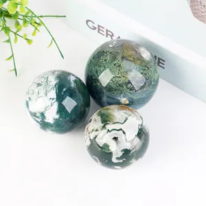 Sfere di agata di muschio naturale curativo cristallo artigianato lucidato belle sfere di agata di muschio per la decorazione della casa