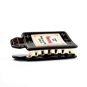 YIYI con letras cuadrado perfume garra clip accesorios para el cabello negro rhinestone acetato garra clip para mujeres personalizado al por mayor - Product Image 5